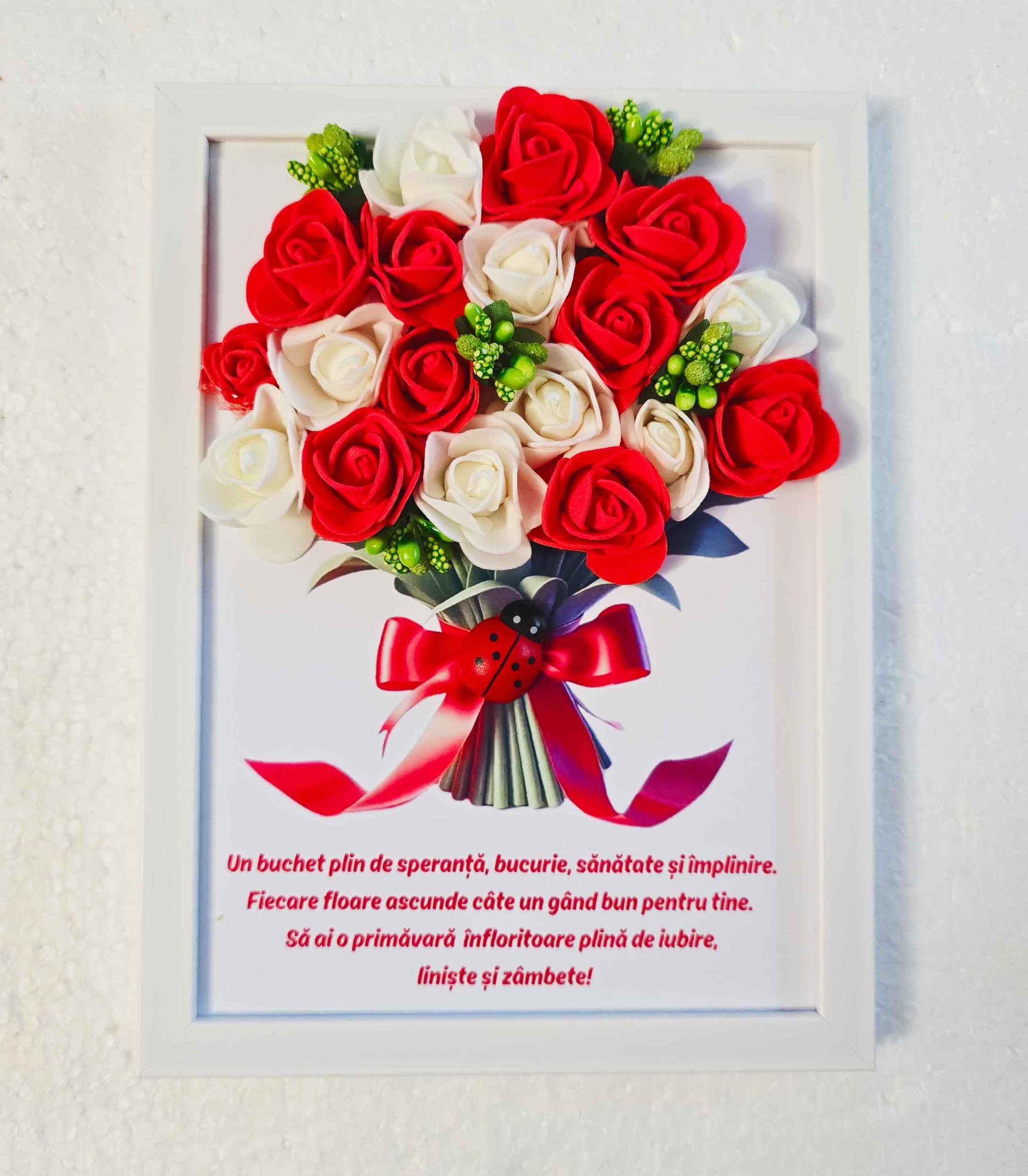 buchet de flori in rama personalizat