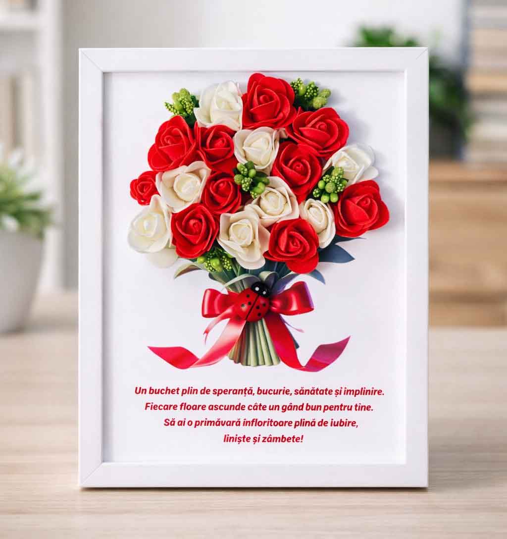 buchet de flori in rama personalizat